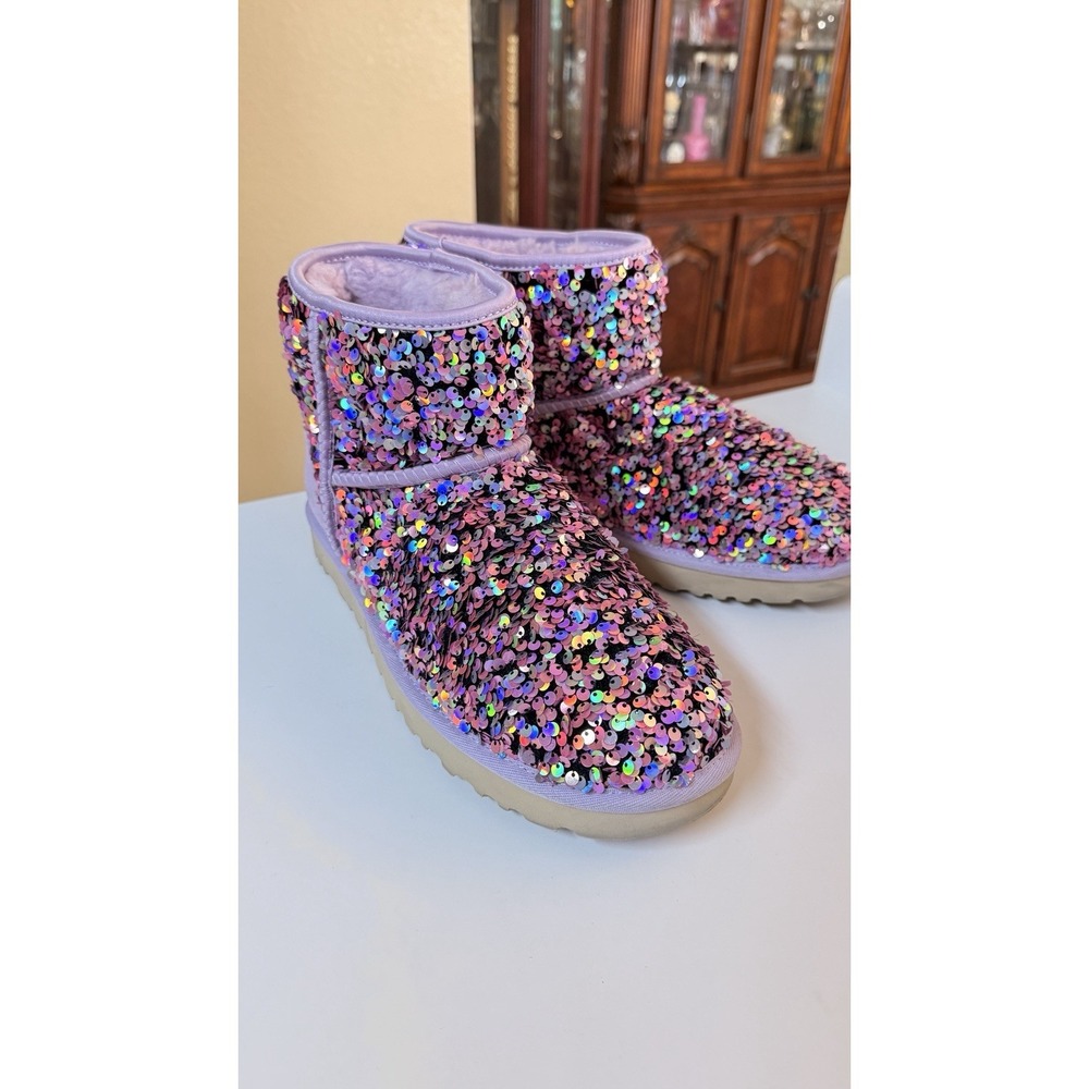 UGG Classic Mini Sequin Boots Pink Purple Glitter Y2K McBling Women 11